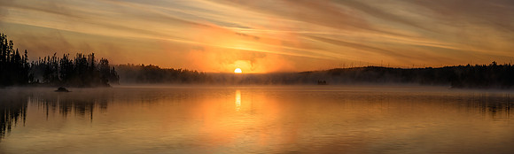 Sunrise from the best camp of the trip on Robertson Lake.