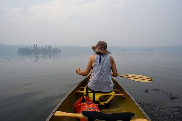Early morning smoke and mist on Drope Lake.
