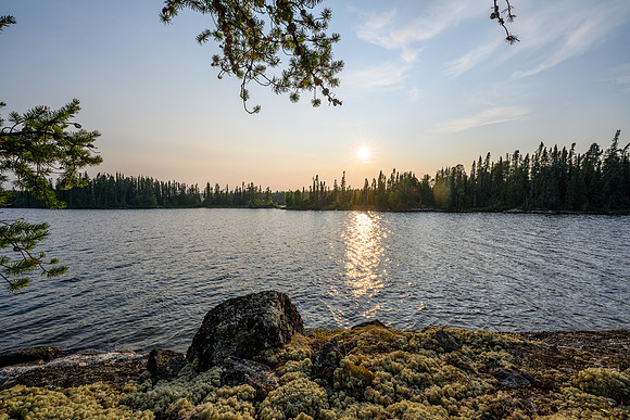 Views from the submarine island site on Wapassini Lake.