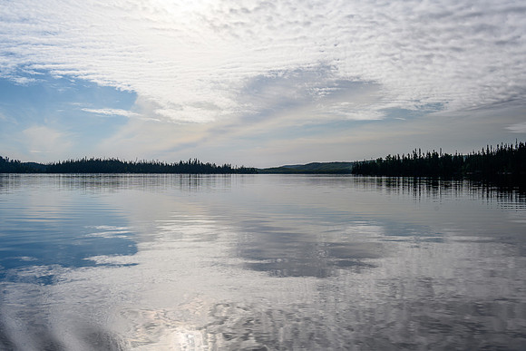 Paddling on glass out of Robertson Lake.