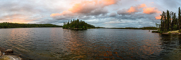 Enjoying a nice sunset from the point at our camp on Robertson Lake.