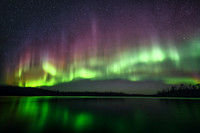 Aurora borealis (northern lights) over Colin Lake.