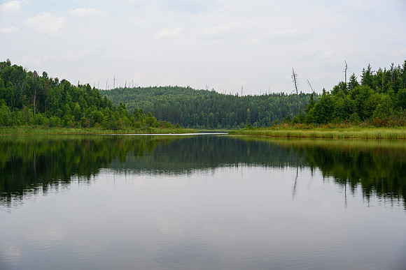 Paddling up Rink Lake.