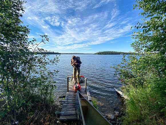 Portage out of Davis Lake towards McLennan Lake.