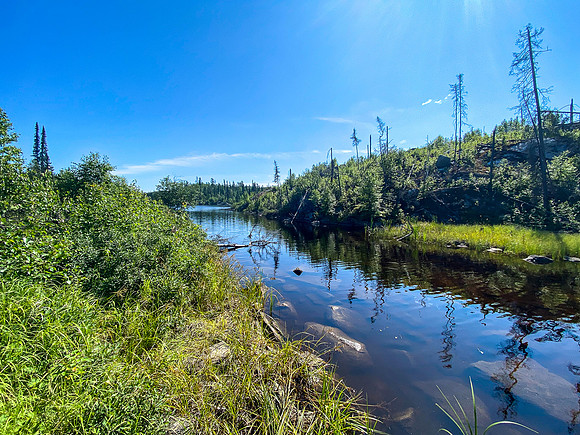 Portage into Colin Lake from the east.