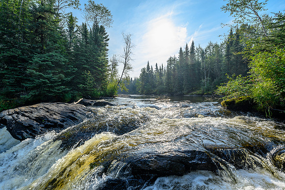Hunter Falls on the Drinking River between Pitching and Boland Lake.