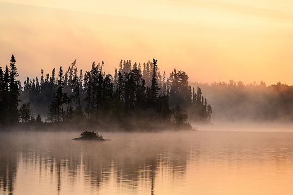 Sunrise from the best camp of the trip on Robertson Lake.