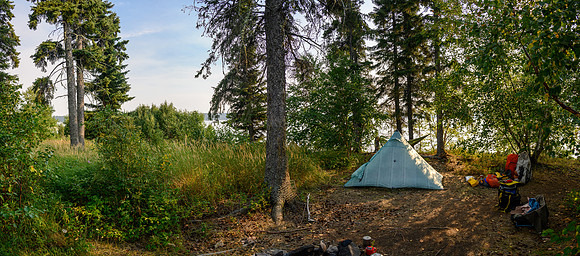 Our campsite on Drope Lake.