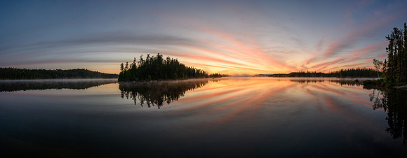 Sunrise from the best camp of the trip on Robertson Lake.