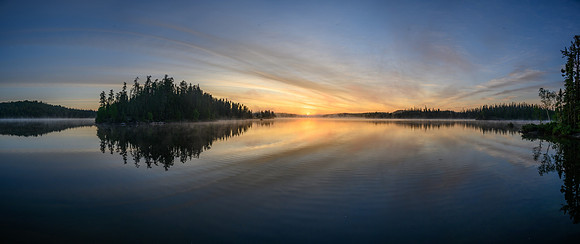 Sunrise from the best camp of the trip on Robertson Lake.
