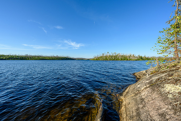 Views of Colin Lake from camp on the north end of Sandomirsky Island.