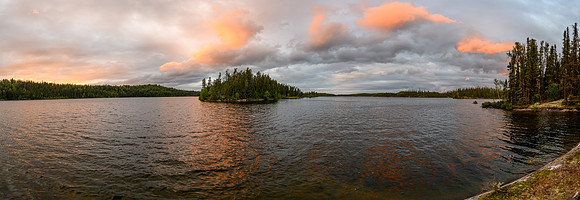 Enjoying a nice sunset from the point at our camp on Robertson Lake.