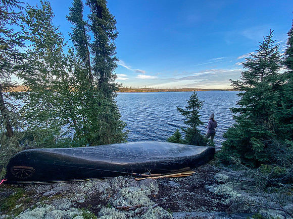 Fishing from camp on Davis Lake.