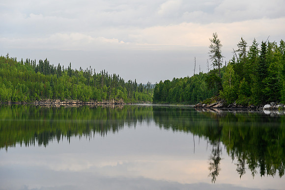 Paddling north on Wapassini Lake.