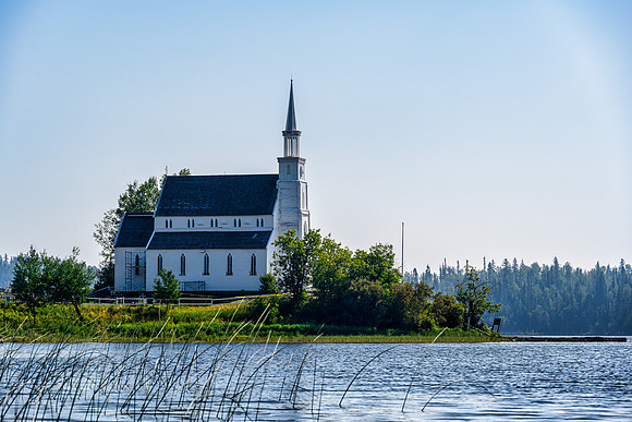 The Holy Trinity Anglican Church was built between 1854 and 1860 by Cree craftsmen.