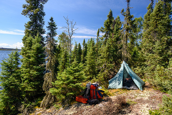 Rustic campsite on Davis Lake.