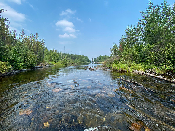 A rock garden along the Drinking River entering the outflow of Dirks Lake.