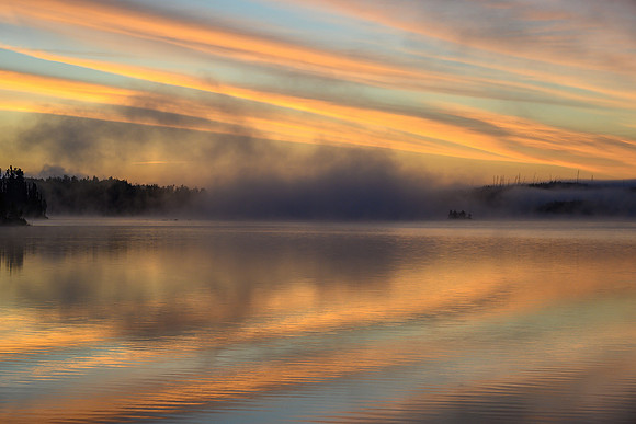 Sunrise from the best camp of the trip on Robertson Lake.