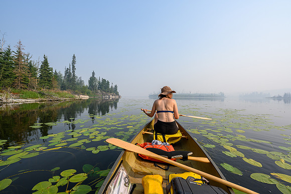 Paddling through Lily Pads on Drope Lake.