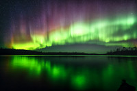 Aurora borealis (northern lights) over Colin Lake.