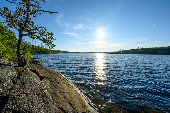 Views of Colin Lake from camp on the north end of Sandomirsky Island.
