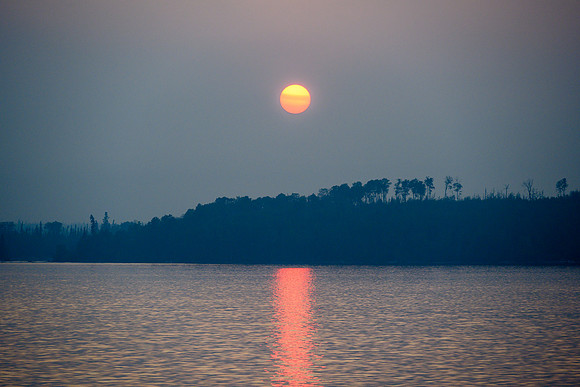 A fiery sunset on Drope Lake.