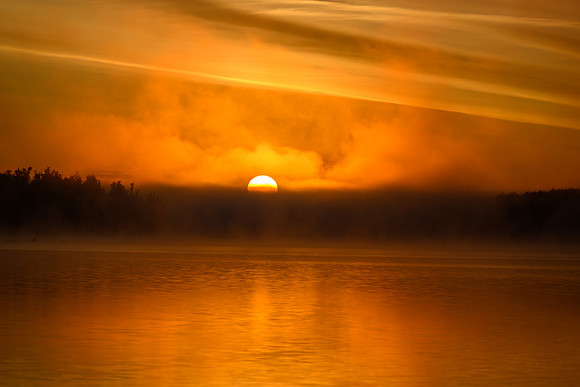 Sunrise from the best camp of the trip on Robertson Lake.