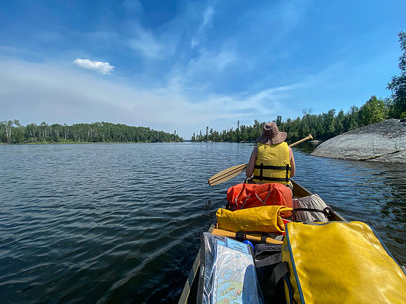 Paddling towards some fast water past Stanley Mission (it wasn't that fast).