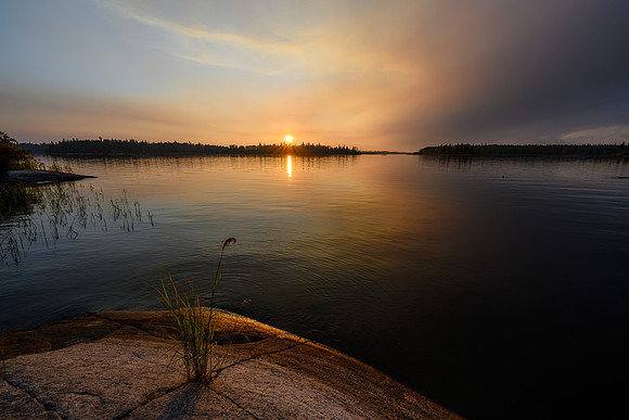 Sunset over Mountain Lake with the Devil Lake fire.