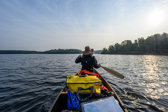 Paddling the Drinking River from Boland to Pitching Lake.
