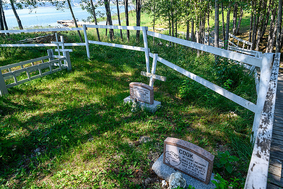 Touring the cemetery at the Stanley Mission church grounds.