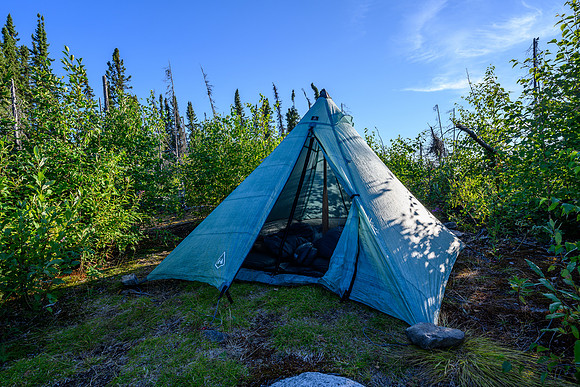 Camp on the north end of Sandomirsky Island.