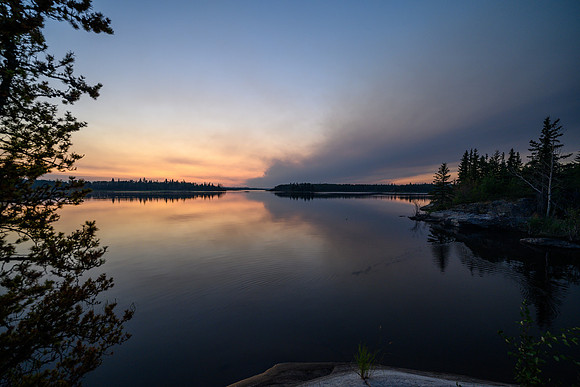 Sunset over Mountain Lake with the Devil Lake fire.