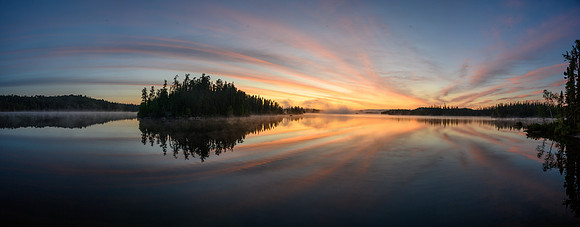 Sunrise from the best camp of the trip on Robertson Lake.