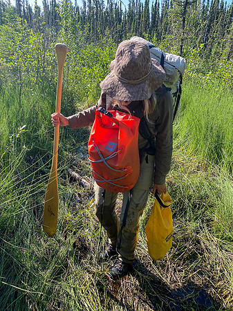 The 720m portage between Robertson and Solymos Lake.