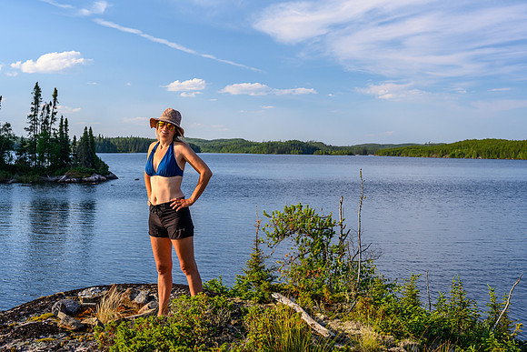 Hanneke on the Wapassini Lake site.