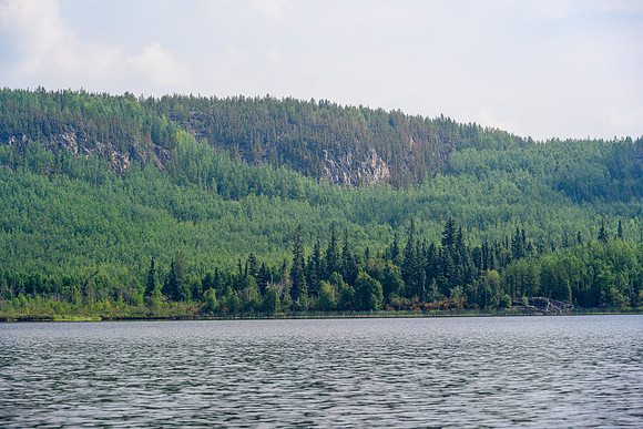 Paddling the Drinking River towards Brown Rapids / Hepburn Falls.