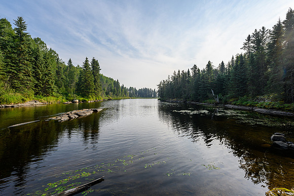 Paddling the Drinking River from Boland to Pitching Lake.