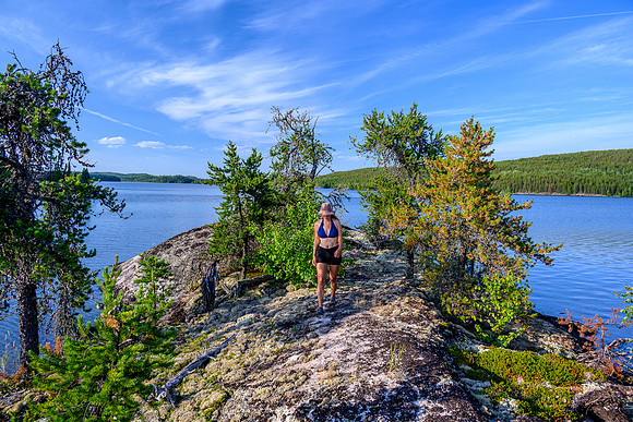 Hanneke on the Wapassini Lake site.