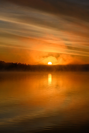 Sunrise from the best camp of the trip on Robertson Lake.