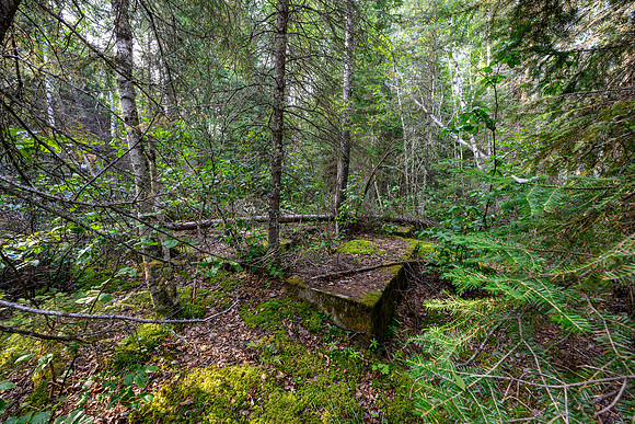 Remains of an old gold mine between Pitching and Boland Lake.