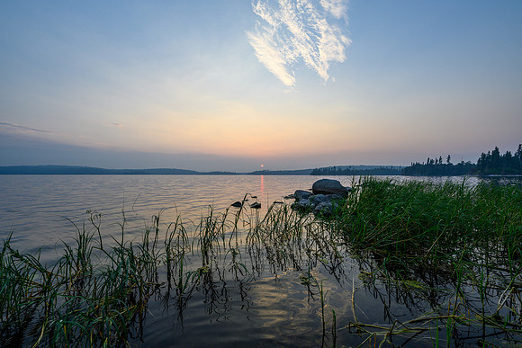 A fiery sunset on Drope Lake.