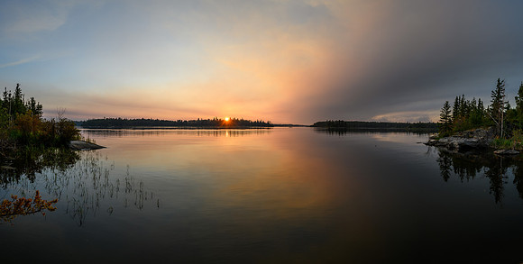 Sunset over Mountain Lake with the Devil Lake fire.