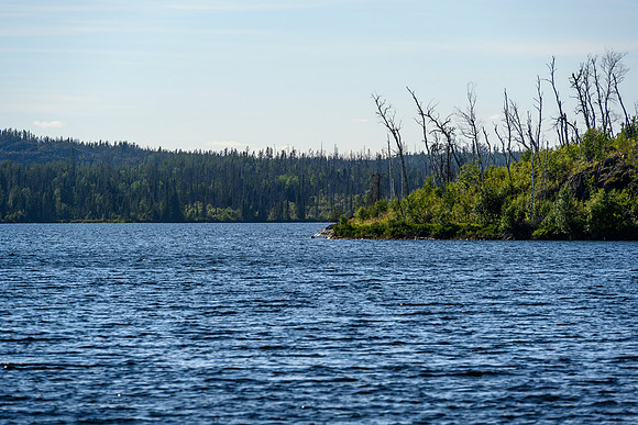 Views of Colin Lake from camp on the north end of Sandomirsky Island.