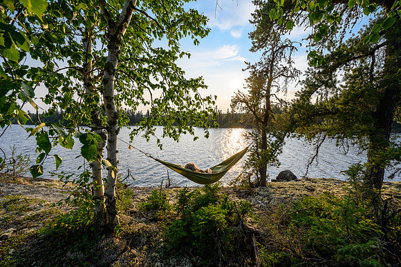 Camp on the "submarine island" on Wapasinni Lake.