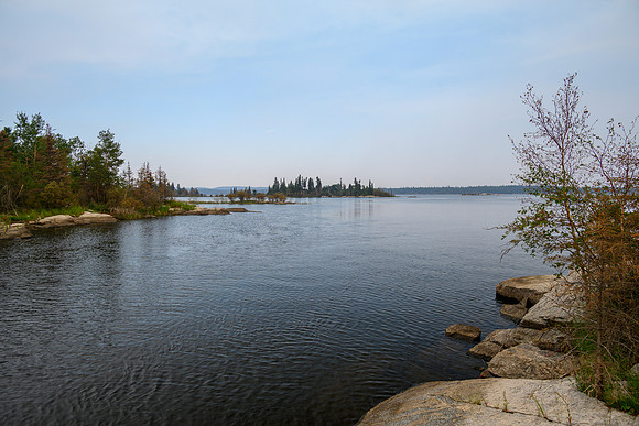 The walleye factory running through the gap at our site.