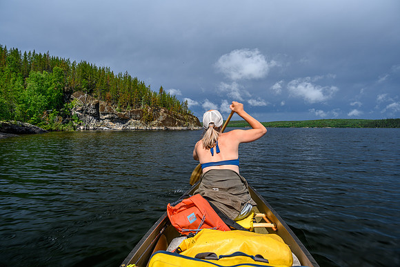 Paddling out of Wapassini Lake towards Robertson Lake.