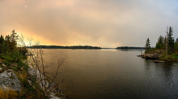 The Devil Lake wildfire from our site on Mountain Lake.