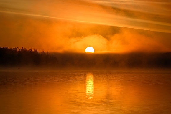Sunrise from the best camp of the trip on Robertson Lake.