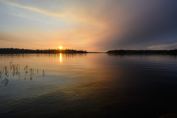 Sunset over Mountain Lake with the Devil Lake fire.